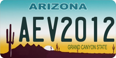 AZ license plate AEV2012