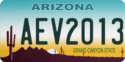 AZ license plate AEV2013