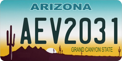 AZ license plate AEV2031