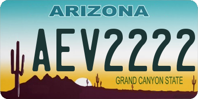 AZ license plate AEV2222