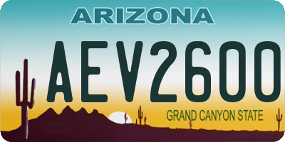 AZ license plate AEV2600