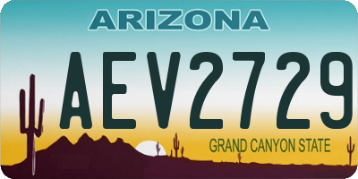AZ license plate AEV2729