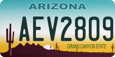 AZ license plate AEV2809