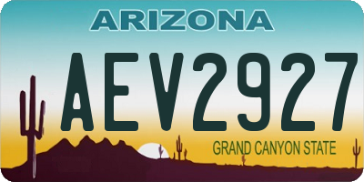 AZ license plate AEV2927