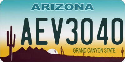 AZ license plate AEV3040