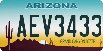 AZ license plate AEV3433