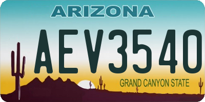 AZ license plate AEV3540