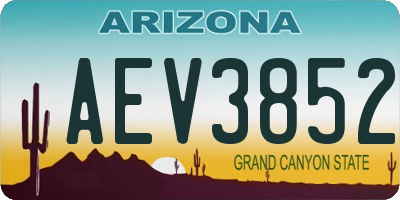 AZ license plate AEV3852