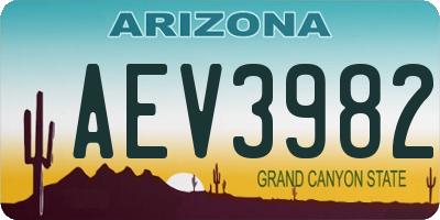 AZ license plate AEV3982