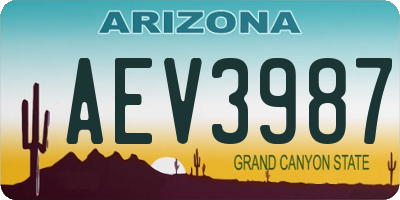 AZ license plate AEV3987