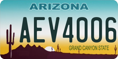 AZ license plate AEV4006