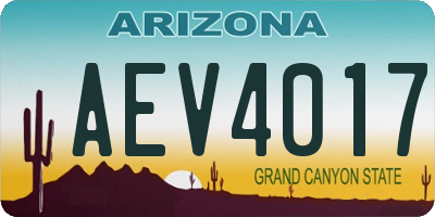 AZ license plate AEV4017