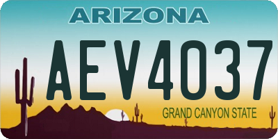 AZ license plate AEV4037