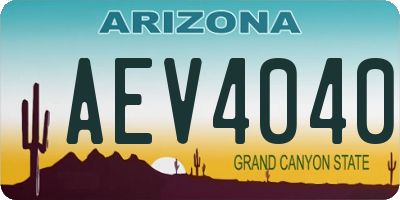 AZ license plate AEV4040
