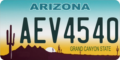 AZ license plate AEV4540
