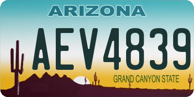 AZ license plate AEV4839