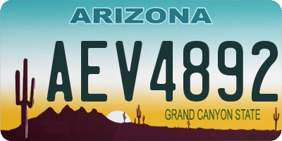 AZ license plate AEV4892