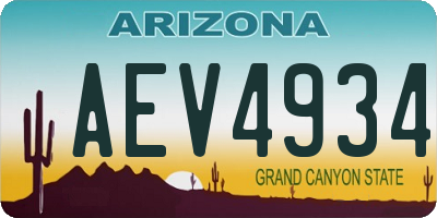 AZ license plate AEV4934