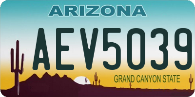 AZ license plate AEV5039
