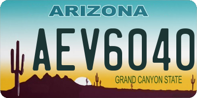 AZ license plate AEV6040