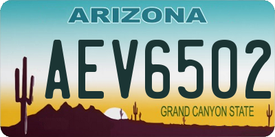 AZ license plate AEV6502