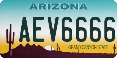 AZ license plate AEV6666