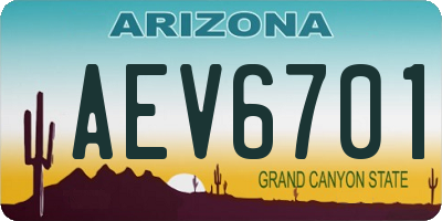AZ license plate AEV6701