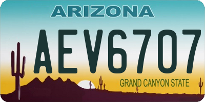 AZ license plate AEV6707