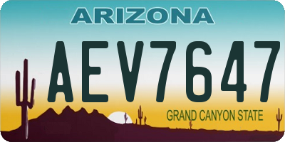 AZ license plate AEV7647