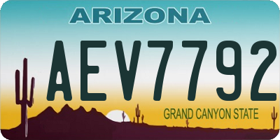 AZ license plate AEV7792