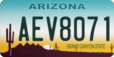 AZ license plate AEV8071