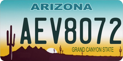 AZ license plate AEV8072