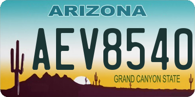 AZ license plate AEV8540