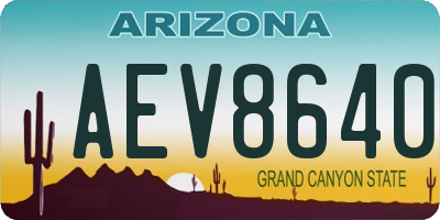 AZ license plate AEV8640