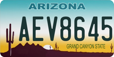AZ license plate AEV8645