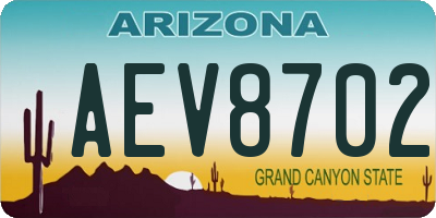 AZ license plate AEV8702