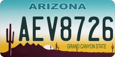 AZ license plate AEV8726
