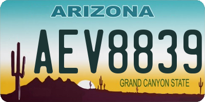 AZ license plate AEV8839