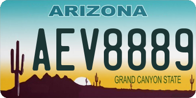 AZ license plate AEV8889