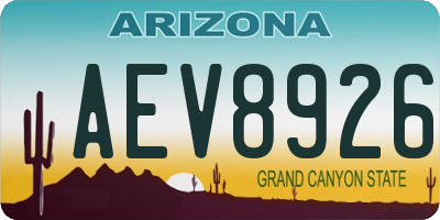 AZ license plate AEV8926