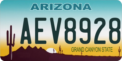 AZ license plate AEV8928