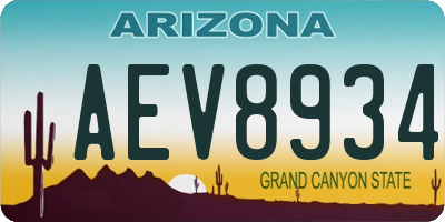 AZ license plate AEV8934