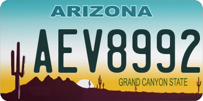 AZ license plate AEV8992