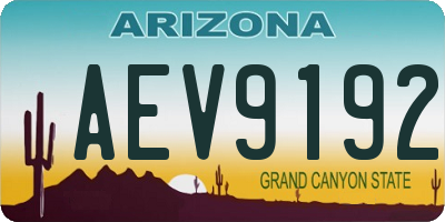 AZ license plate AEV9192