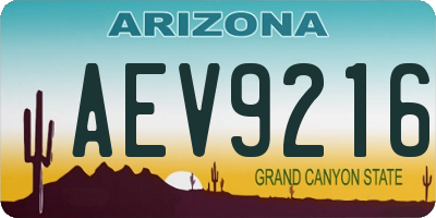 AZ license plate AEV9216