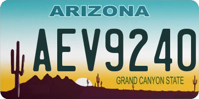 AZ license plate AEV9240
