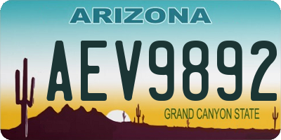 AZ license plate AEV9892