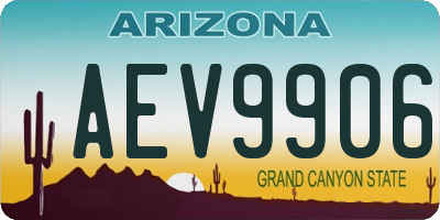 AZ license plate AEV9906