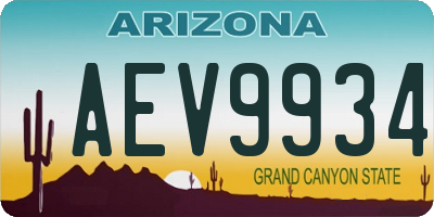 AZ license plate AEV9934