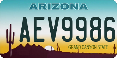 AZ license plate AEV9986